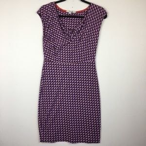 Boden Purple and Tan Geometric Print Cotton Dress